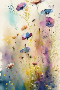 Watercolor Meadow flowers, colorful, perfect