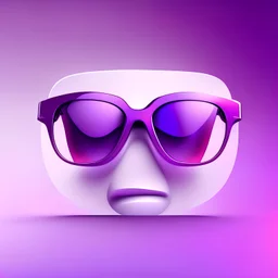 front view, glasses abstract cartoon 3d, purple, white background, professional, artstation, red and purple gradient, trending, high contrast