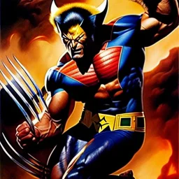 portrait oil on canvas, Wolverine ,comic book cover, mystical colors,insanely detailed,realistic,intrincate detail, 16k resolution, masterpiece,Frank Frazetta,Alex Horley, Simon Bisley