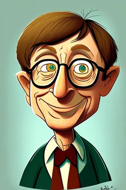 Bill Gates CEO, formerly Microsoft , cartoon 2d