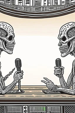 Banner for the Facebook page of a metal radio show where a radio host and a radio host stared at each other.