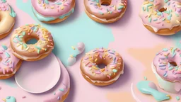 donuts and coffee pastel colors
