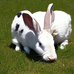 Une vache mange un lapin.