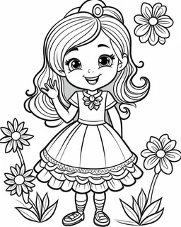 real cartoon coloring pages , no black color, no no flower, b/w outline art for kids coloring book page, Kids coloring pages, full white, kids style, white background, whole body, Sketch style, full body (((((white background))))), only use the outline., cartoon style, line art, coloring book, clean line art, white background, Sketch style