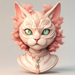 Beautiful humanoide cat character drawing colored 3D