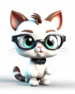 cute Chibi 3d Cat in a t-shirt design, vector art, white background, in the style of Disney animation, white background