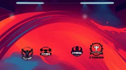 A background design suitable for a fitness club with an amazing color theme and several fitness logos in the image.