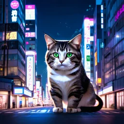 Cats cyber , Lazer eye , Tokyo city night view wallpaper