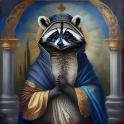 a racoon in the style of orthodox paintings