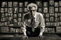 Movie still for David Cronenberg's "The Contrabulous Fabtraption of Professor Horatio Hufnagel" starring Troy McCLure- a well-coifed middle-aged blonde B-movie actor, photorealistic by Joel-Peter Witkin, weird, bizarro film set, hyperrealistic, dramatic, moody