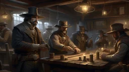 gunslingers cantina old west, intricate, wild, highly detailed, digital painting, artstation, concept art, smooth, sharp focus, illustration, art by artgerm and greg rutkowski, 8 k cinematic lighting, hyper realism, ultra detailed, hyper realistic