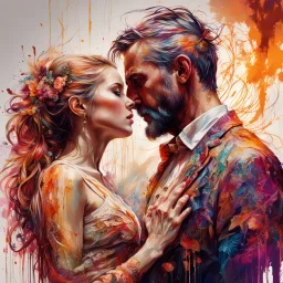 Father daughter dance, by Alex Ross and Carne Griffiths, Lou Xaz, amber glow. intricate. vivid detail. rich warm colors