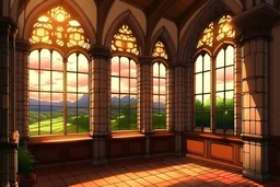 anime beautiful castle room with simple window