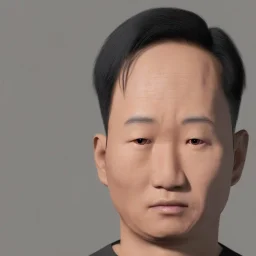 portrait of half korean man made of egg