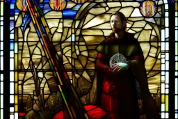 Thom Yorke, stained glass window,panel, lead caming, medieval