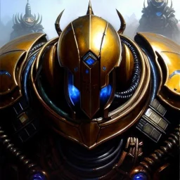 portrait 'Sentry-Starcraft' ancient metal armor ,painting by gaston bussiere, greg rutkowski, yoji shinkawa, yoshitaka amano, tsutomu nihei, donato giancola, tim hildebrandt, oil on canvas, cinematic composition, extreme detail,fit full head inside picture,16k