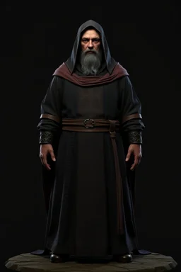 russian monk for a horror , 3d model for a videogame, template, full-length, front face, model, 3d