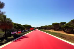 Day in quinta do lago, main avenida with red cycling lane