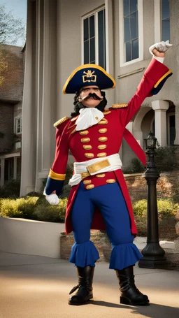 Captain Crunch standing in a Captain Morgan pose