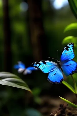 rainforest and blue morpho. butterfly