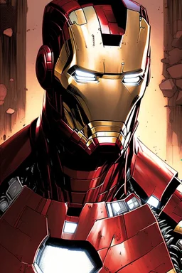 A comic portrait of Iron Man, from Marvel Comics