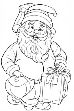 coloring page for kids, Santa GIFT, cartoon style, thick outline, low details, no shading, no color