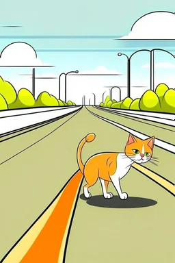 stray cat crossing highway cartoon