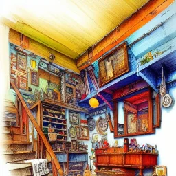 Details building cross section,v building interior architecture from external view ,colourful detailed room , Jean Baptiste Monge, strong lines, high contrast vibrant colors, highly detailed, 16k resolution, trending on behance