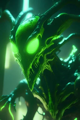 Green toxic alien , unreal engine 5, concept art, art station, god lights, ray tracing, RTX, lumen lighting, ultra detail, volumetric lighting, 3d