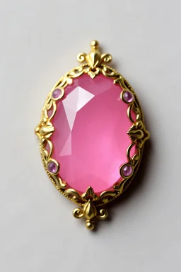 Beautiful pink gemstone with golden designs. Oval.