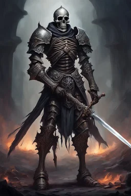 dark age armored skeleton knight with sword , death incarnate