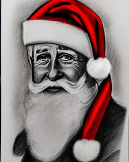 Prince Charles as Santa Claus pencil and charcoal sketch Christmas portrait lighting