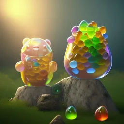 jelly bean, gummy bear, Photograph, beautiful, Unreal Engine 5, lens macro, realistic, hyper detailed