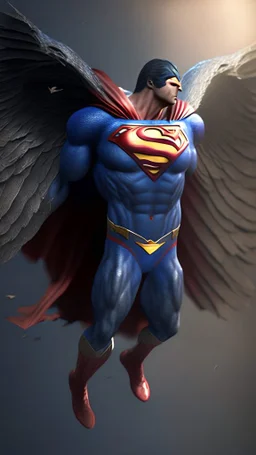superman become bird, has two wings, ultra realistic, 4k, ultra detail, full body, full picture