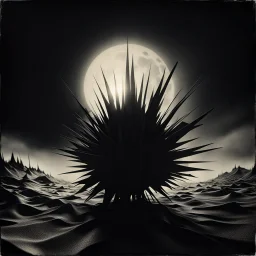 Dark creepy, strong texture artistic polaroid volumetric light, black sun, Yves Tanguy, 8k 3d abstractism