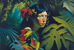 woman in colorful jungle by Caravaggio