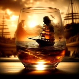 lovely double exposure image by blending together aThe stormy sea isAnd the glass orange with a ship inside it swims in the middle together . TheOrange Sea should serve as the underlying backdrop, with its details subtly incorporated into the glossy glass Orange , sharp focus, double exposure, glossy glass Orange , (translucent glass figure of anOrange ) (The sea is orange on the inside) lifeless, dead, glass Orange, earthy colors, decadence, intricate design, hyper realistic, high definition,