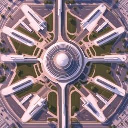 Symmetrical aerial view of an ant-shaped airport, spectacular, impressive, ultra quality, maximalist, 8k 3D