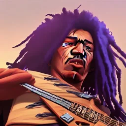 a realistic picture of Jimi Hendrix with dreadlocks