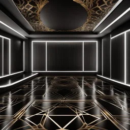 a luxury night club dance stage with nice fractal patterns on floor