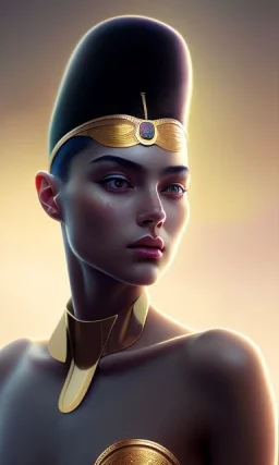 A beautiful young Egyptian student ، black eyes, head and shoulders portrait, cinematic, 8k, resolution concept art portrait by Greg Rutkowski, Artgerm, WLOP, Alphonse Mucha dynamic lighting hyperdetailed intricately detailed