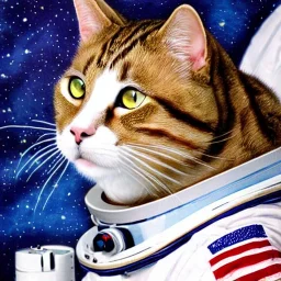 Cat portrait in space suit