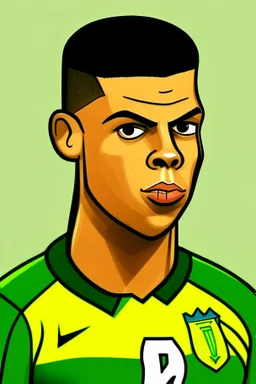 Ronaldo Brazilian football player cartoon 2d