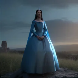 Medieval princess in blue dress, 4K, high quality