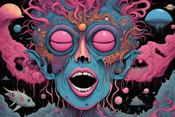 got to be crazy Raving and Drooling || horror surreal tribute to Pink Floyd, expansive, sharp focus, in the styles of Michael Deforge and Chris Dyer, intricate details, visceral textures