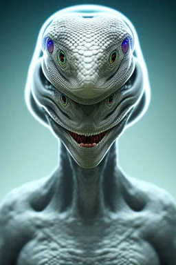 snake alien, head,8 eyes, evil, 8k, with hairs, finely detailed, photo realistic