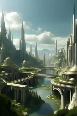 High fantasy city, but it looks very advanced, sleek, smooth