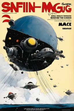 SNFIIN'GLUE mag cover by Ralph Steadman for a special issue on space races, guest star: Licensed space jockey