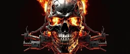 4K. REALISTIC FULL DETAILS. LOGO EMISSION DE RADIO HARDROCK FIRESTARTER TERMINATOR.