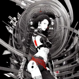 beautiful cyberpunk woman, hyper detailed, hyperdetailed, intricately detailed, illustration by <Katsushika Hokusai> <Yoji Shinkawa>,